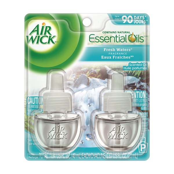 Air Wick Fresh Waters Scent Air Freshener Oil Refill 0.67 oz Liquid, PK2 6233879717 - main